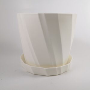 Macetero Diagonal con Plato - Blanco