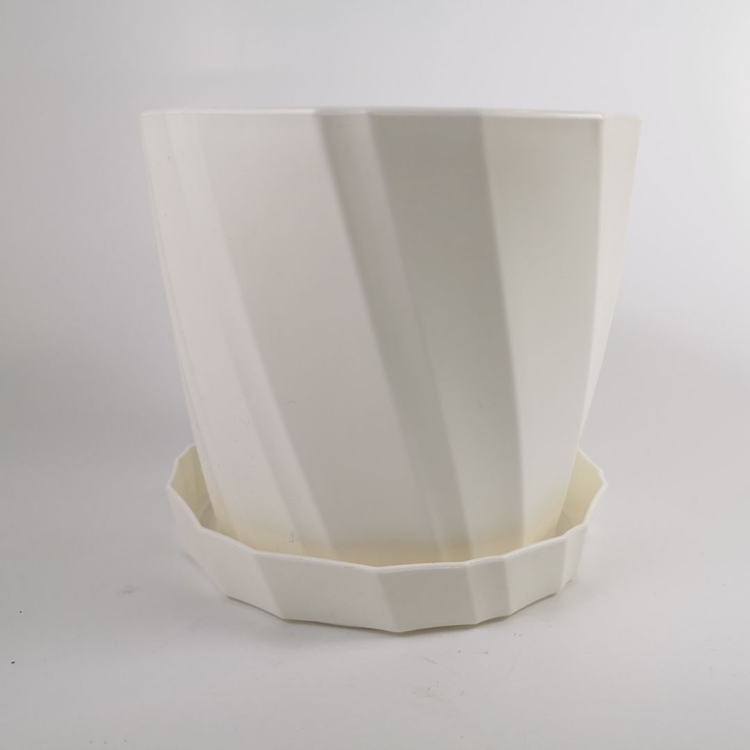 Macetero Diagonal con Plato - Blanco