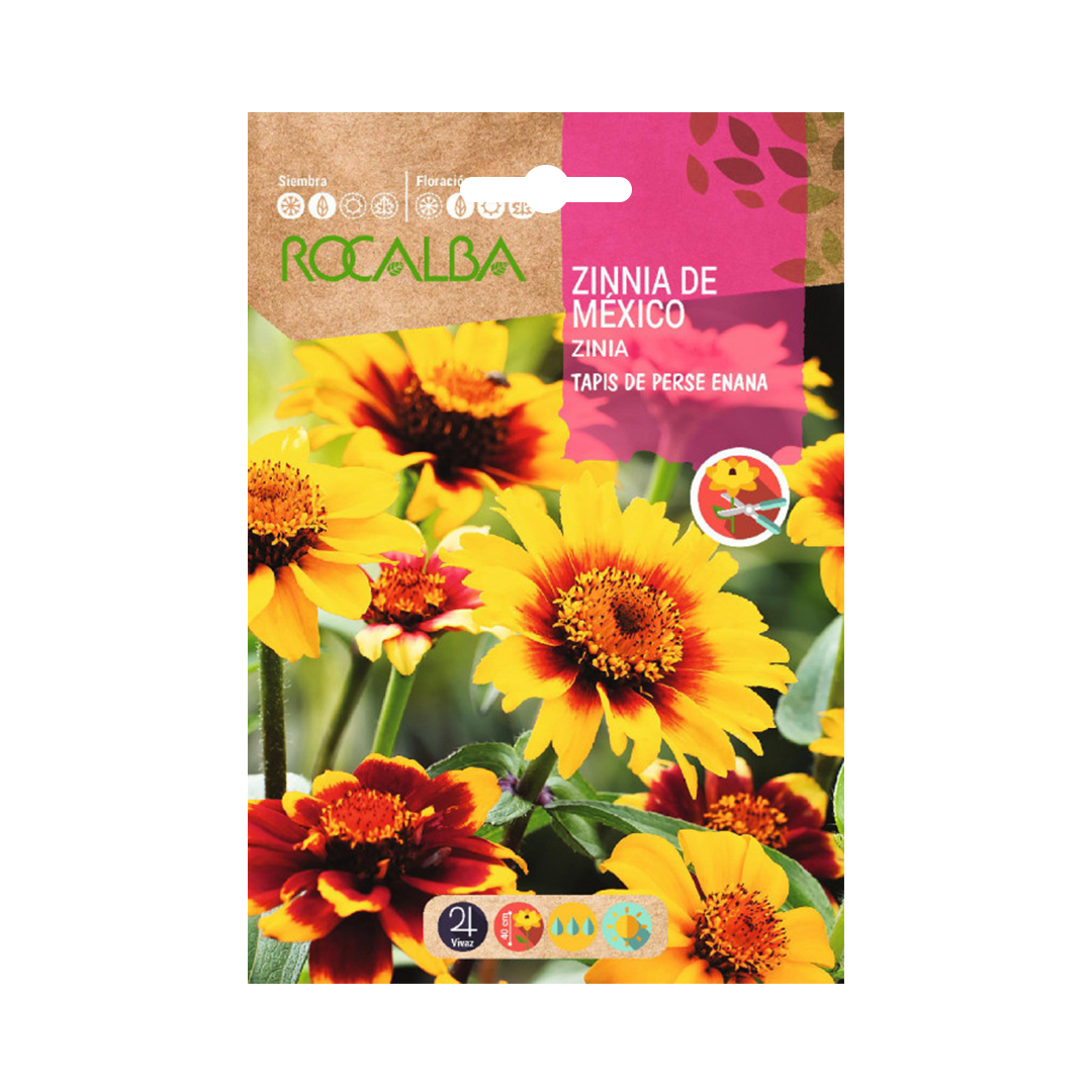 Semillas de Zinnia de México Tapiz Perse Enana Variada